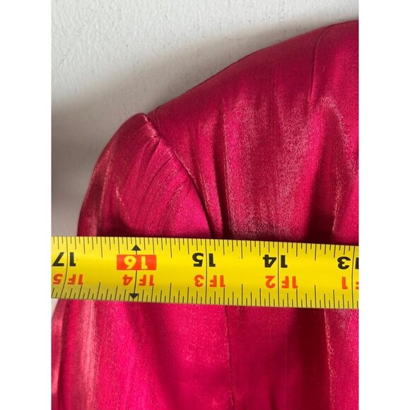 ZARA Womens Blazer Hot Pink Fuchsia Satin Belted Tie Double Breasted Size L - Picture 5 of 11